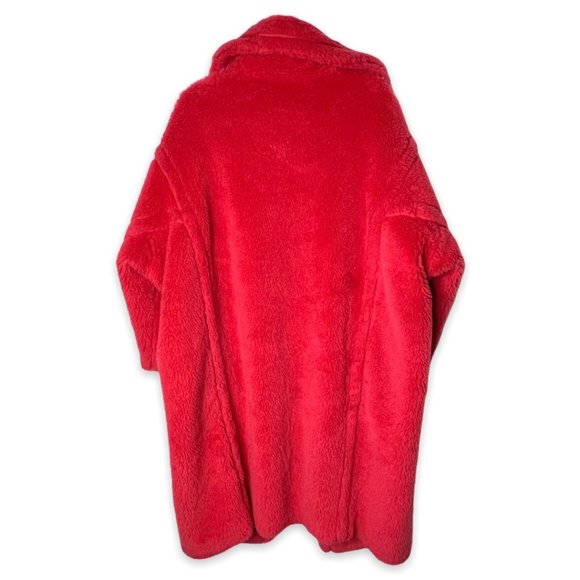 MAX MARA Teddy Bear Icon Coral Red Tedgirl Faux Fur Coat Size S - Picture 6 of 14
